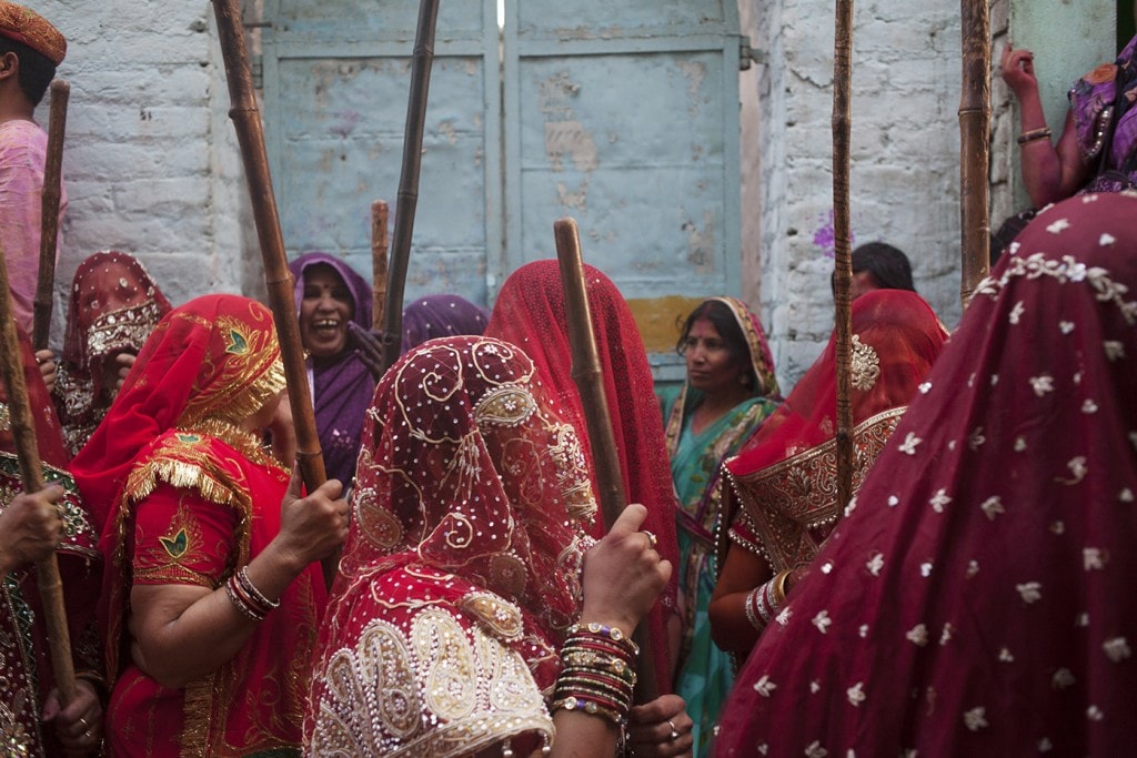 Women all ready for Lathmar Holi