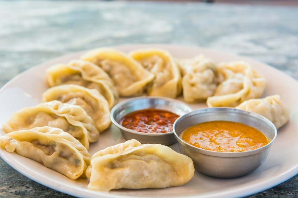 Momos With Spicy Sauces