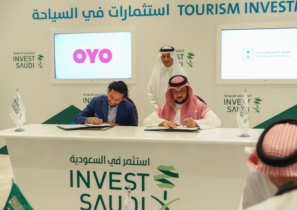MoU Signing- Mr Ritesh Agarwal, Founder & CEO, OYO Hotels & Homes with Ibrahim Al-Omar, Governor of the Saudi Arabian General Investment Authority