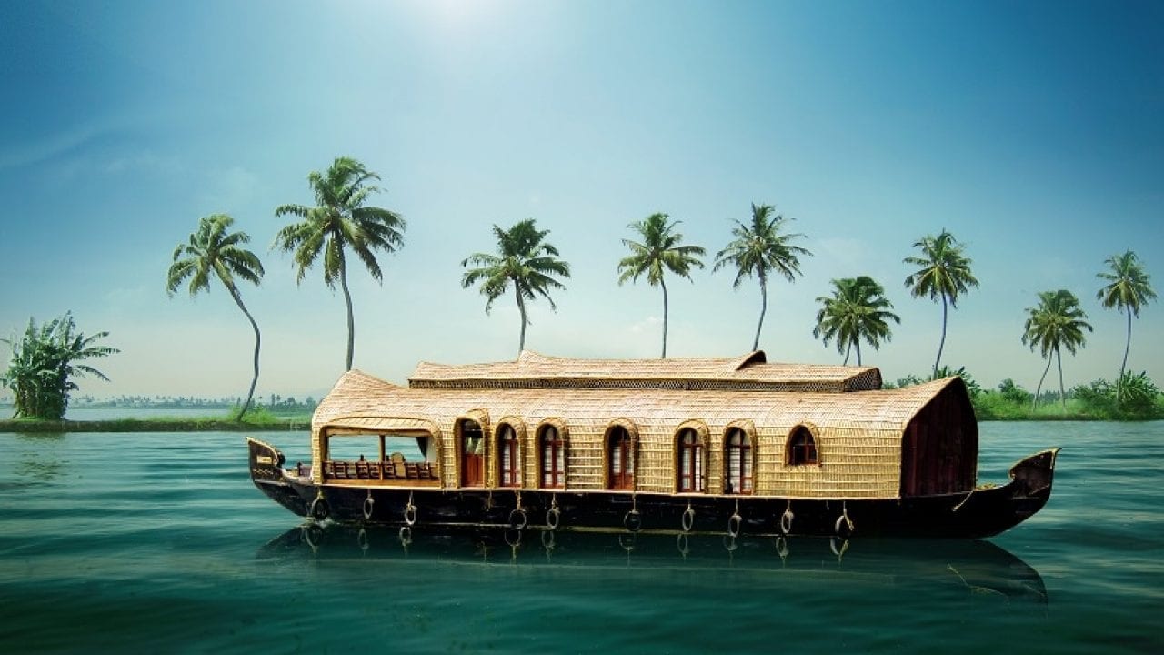 Kochi, Kerala, India -- backwaters, palm-lined shores and God's Own Country scenery